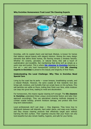 Why Encinitas Homeowners Trust Local Tile Cleaning Experts