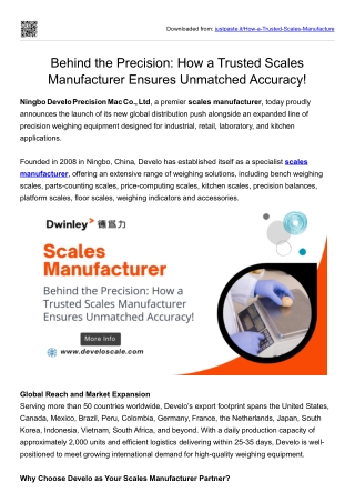 Behind the Precision How a Trusted Scales Manufacturer Ensures Unmatched Accuracy!