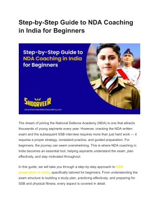 Step-by-Step Guide to NDA Coaching in India for Beginners
