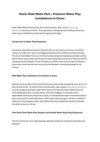 Daxin-Texel Water Park – Premium Water Play Installations in Oman