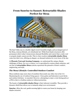 From Sunrise to Sunset Retractable Shades Perfect for Mesa