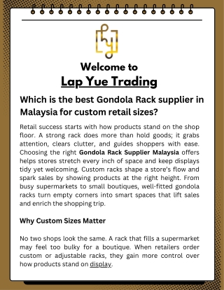 Which is the best Gondola Rack supplier in Malaysia for custom retail sizes?