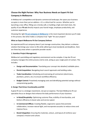 Why Your Business Needs an Expert Fit Out Company in Melbourne