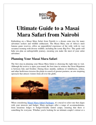 Ultimate Guide to a Masai Mara Safari from Nairobi