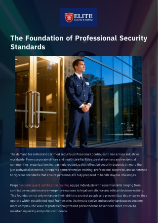 Certified Security Training for Safer Workplaces