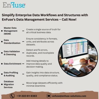 Simplify Enterprise Data Workflows and Structures with EnFuse’s Data Management Services – Call Now!