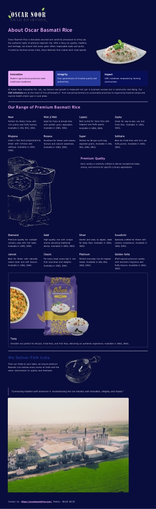 Premium Basmati Rice - Oscar Long Grain Basmati Rice