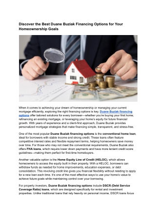 Duane Buziak financing options