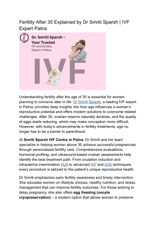 Fertility After 35 Explained by Dr Smriti Sparsh _ IVF Expert Patna