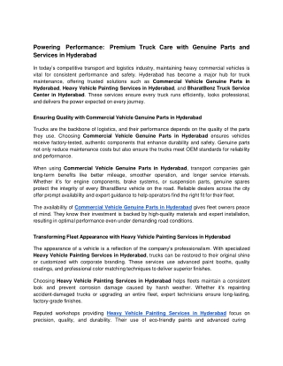 Powering Performance_ Premium Truck Care with Genuine Parts and Services in Hyderabad