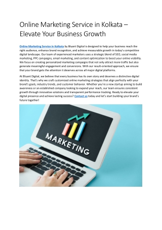Online Marketing Service in Kolkata – Elevate Your Business Growth