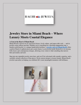Jewelry Store in Miami Beach Where Luxury Meets Coastal Elegance