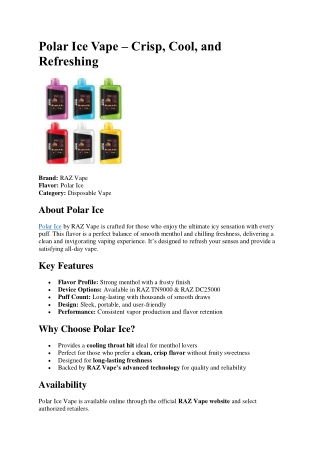 Polar Ice Vape – Refresh Your Senses with Every Puff
