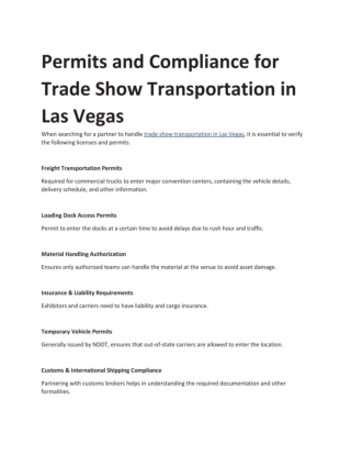 Permits and Compliance for Trade Show Transportation in Las Vegas