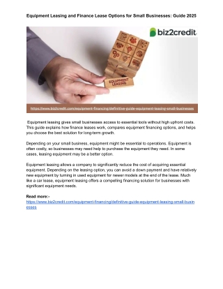 Equipment Leasing and Finance Lease Options for Small Businesses_ Guide 2025