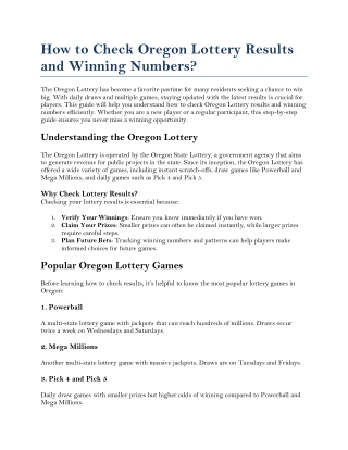 How to Check Oregon Lottery Results and Winning Numbers