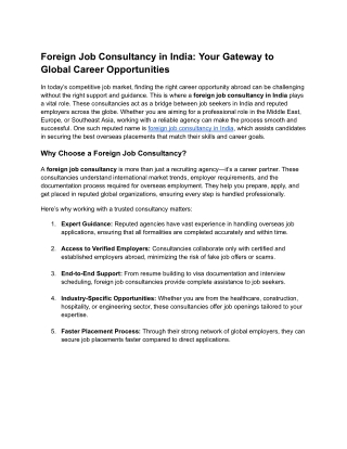 Foreign Job Consultancy in India_ Your Gateway to Global Career Opportunities