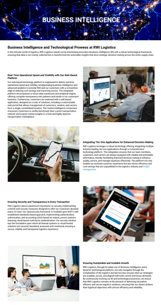 Business Intelligence & Technological Prowess at RWI Logistics