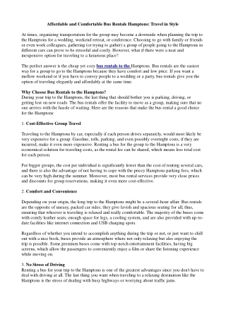 Affordable and Comfortable Bus Rentals Hamptons_ Travel in Style