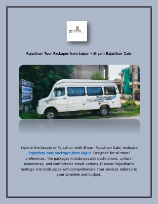 Rajasthan Tour Packages from Jaipur – Shyam Rajasthan Cabs