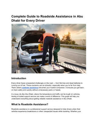 Complete Guide to Roadside Assistance in Abu Dhabi for Every Driver