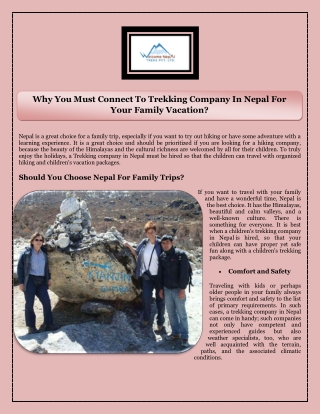 Why You Must Connect To Trekking Company In Nepal For Your Family Vacation