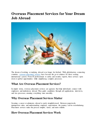 Overseas Placement Services for Your Dream Job Abroad