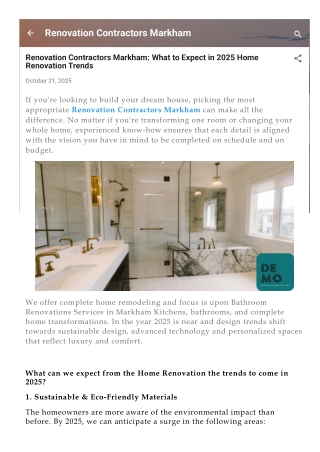 Renovation Contractors Markham What to Expect in 2025 Home Renovation Trends
