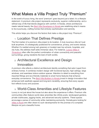 What Makes a Villa Project Truly “Premium”