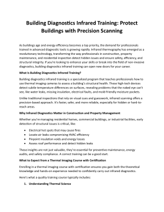 Building Diagnostics Infrared Training_Protect Buildings with Precision Scanning