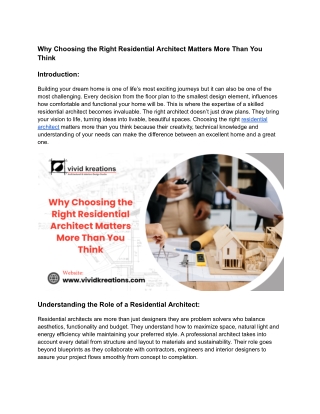 Why Choosing the Right Residential Architect Matters More Than You Think