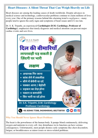 Heart Diseases: A Silent Threat That Can Weigh Heavily on Life