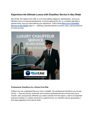 Experience the Ultimate Luxury with Chauffeur Service in Abu Dhabi