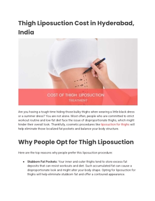Thigh Liposuction Cost in Hyderabad, India