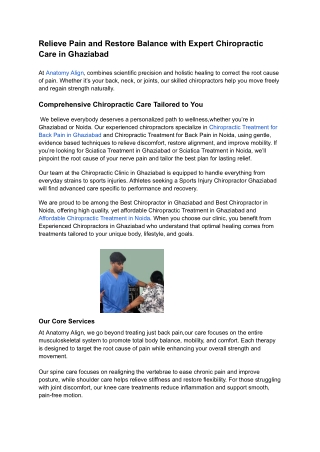 Relieve Pain and Restore Balance with Expert Chiropractic  Care in Ghaziabad