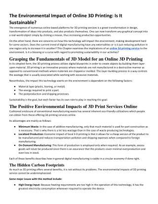 The Environmental Impact of Online 3D Printing: Is It Sustainable.Pdf