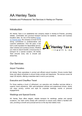 AA Henley Taxis
