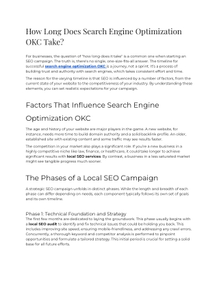 How Long Does Search Engine Optimization OKC Take
