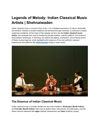 Legends of Melody Indian Classical Music Artists  Shehnaiwaden