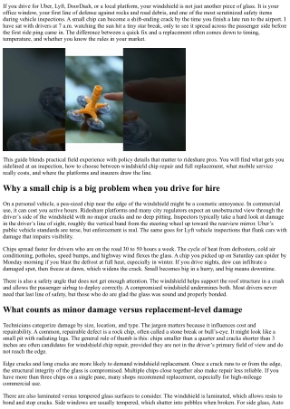 Auto Glass Repair for Rideshare Drivers: Tips and Policies