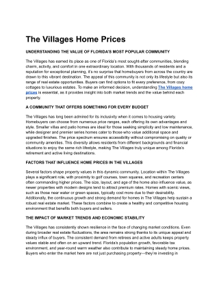 The Villages Home Prices