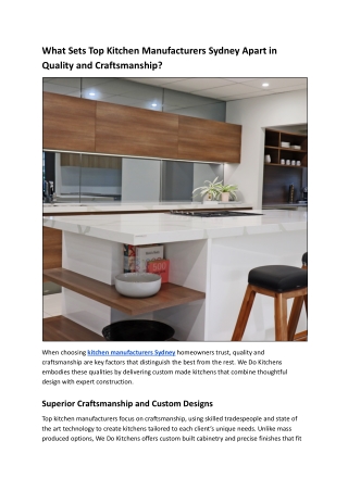 What Sets Top Kitchen Manufacturers Sydney Apart in Quality and Craftsmanship