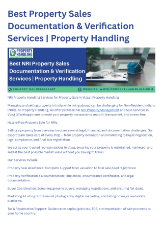 Best Property Sales Documentation & Verification Services | Property Handling