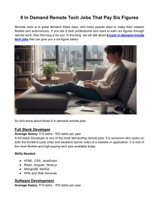 6 In Demand Remote Tech Jobs That Pay Six Figures