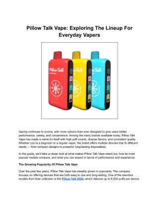 Pillow Talk Vape: Exploring The Lineup For Everyday Vapers