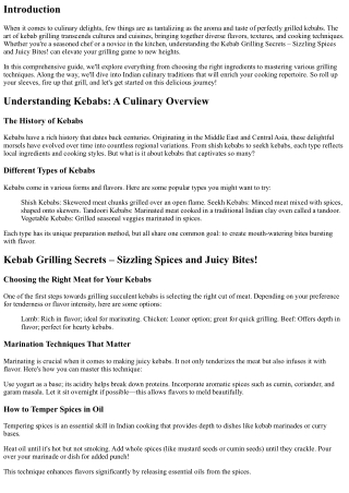 Kebab Grilling Secrets – Sizzling Spices and Juicy Bites!