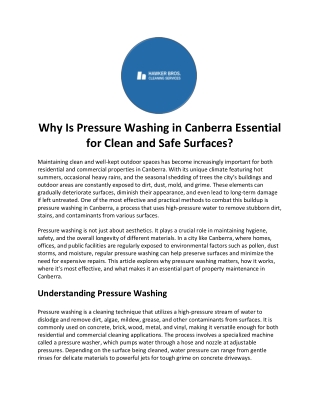 Why Is Pressure Washing in Canberra Essential for Clean and Safe Surfaces?