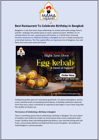 Best Restaurant To Celebrate Birthday in Bangkok
