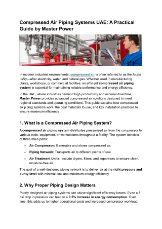 Compressed Air Piping Systems UAE