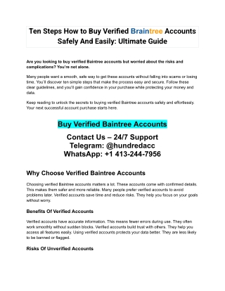 Ten Steps How to Buy Verified Braintree Accounts Safely And Easily: Ultimate Gui